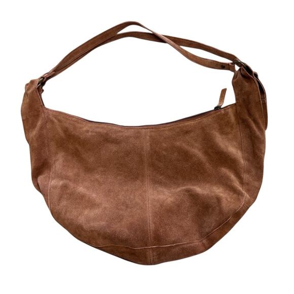 Free People Roma Suede Tote Bag in Coconut Shell Crossbody Slouchy Hobo Bohemian - Picture 3 of 14